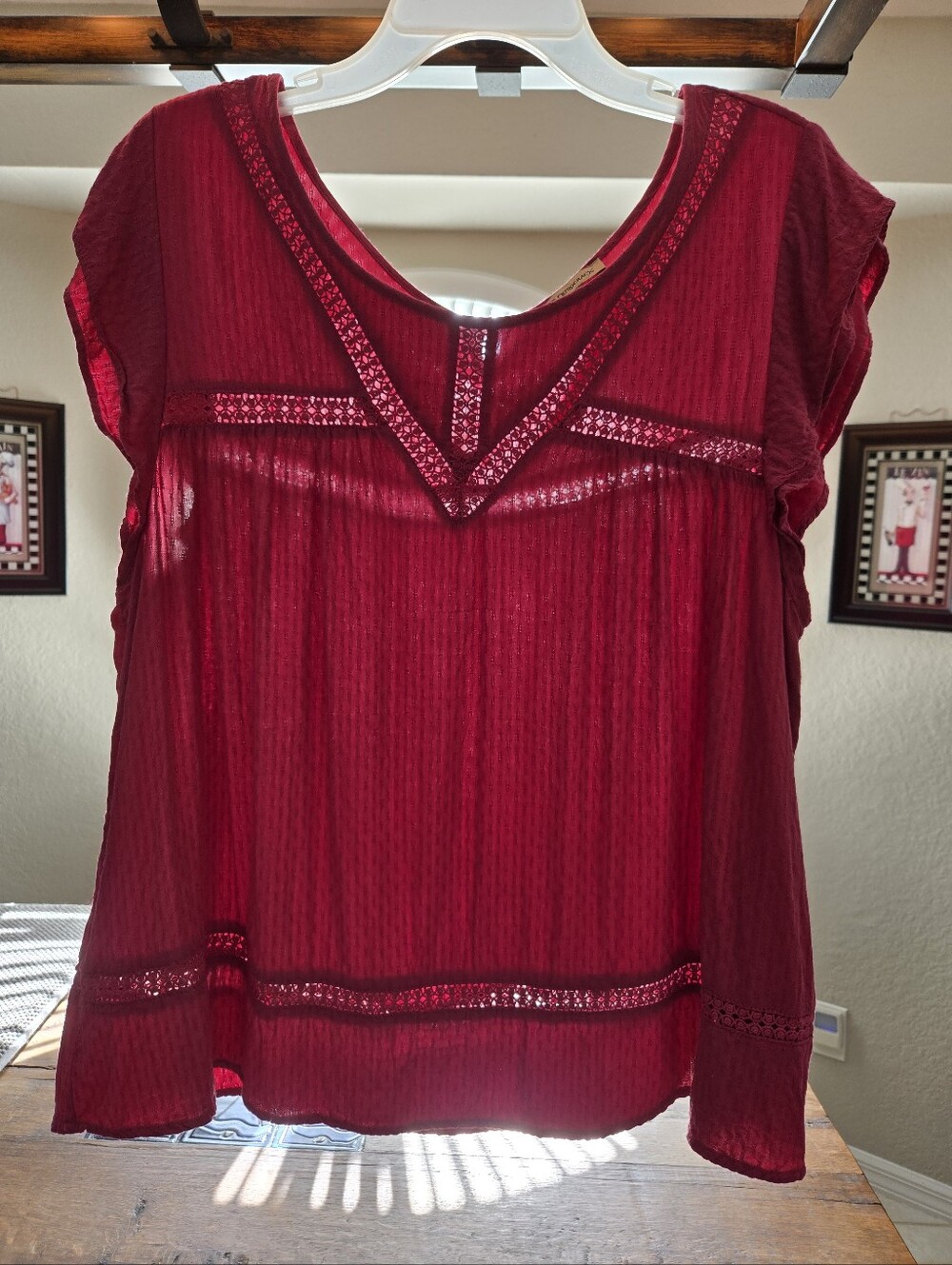Democracy Pink Short Sleeve Peasant Blouse. Light and Airy Top Plus Size 2X